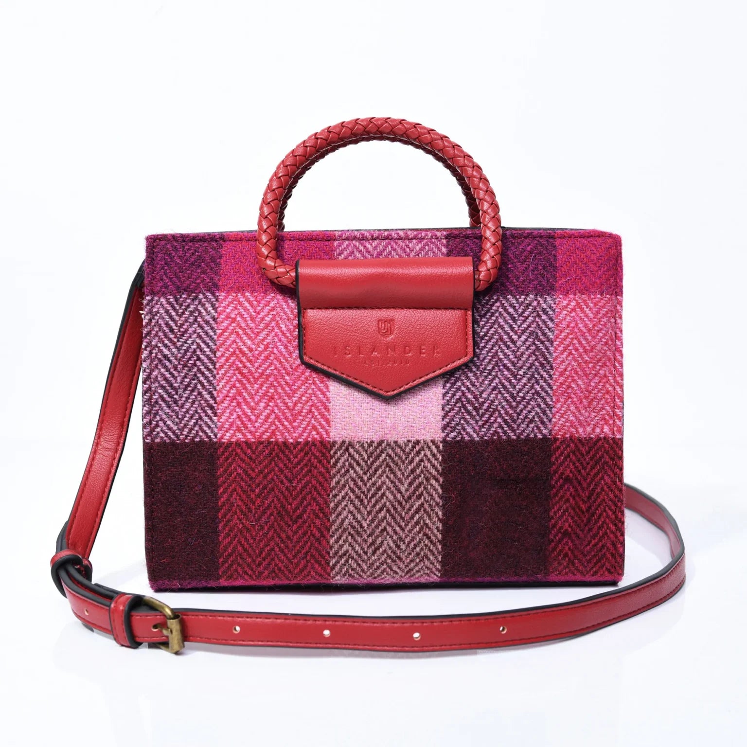 Islander Arran Tote Bag with Harris Tweed - Fuchsia Check Tartan