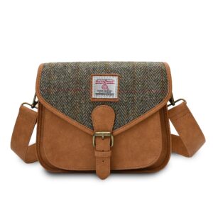 Islander Saddle Bag with Harris Tweed - Chestnut Herringbone