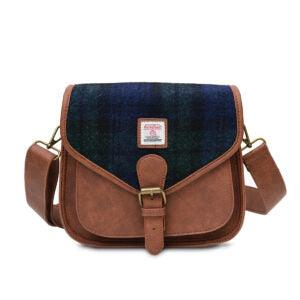 Islander Saddle Bag with Harris Tweed - Black Watch Tartan