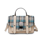 Islander Large Satchel Bag with Harris Tweed Blue Beige Islander Tartan | Harris Tweed Scotland