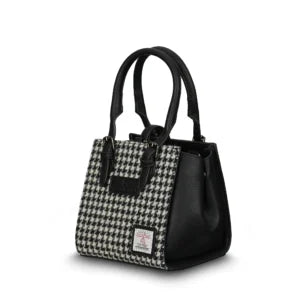 Islander Mini Caillie Tote with Harris Tweed - Black and White Herringbone