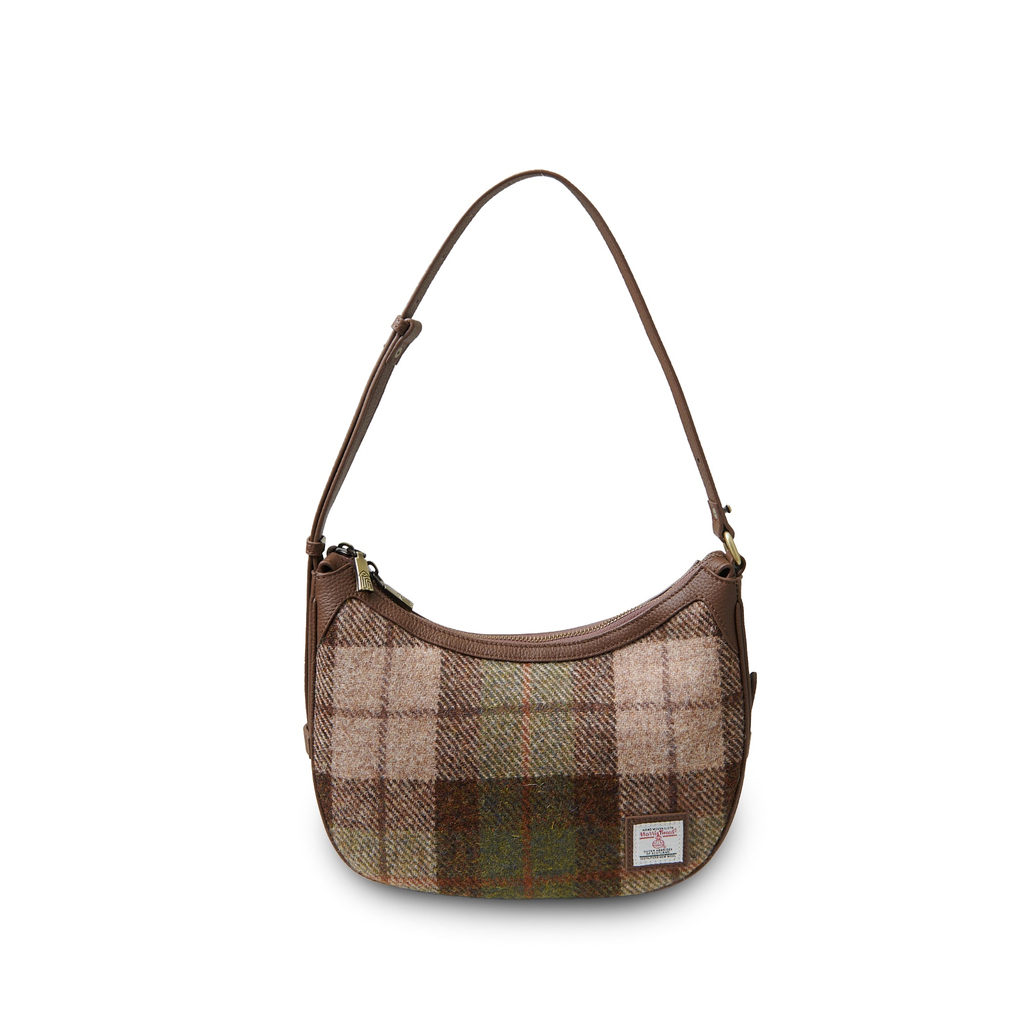Islander Ellon Genuine Leather with Harris Tweed Shoulder Bag in Chestnut Tartan