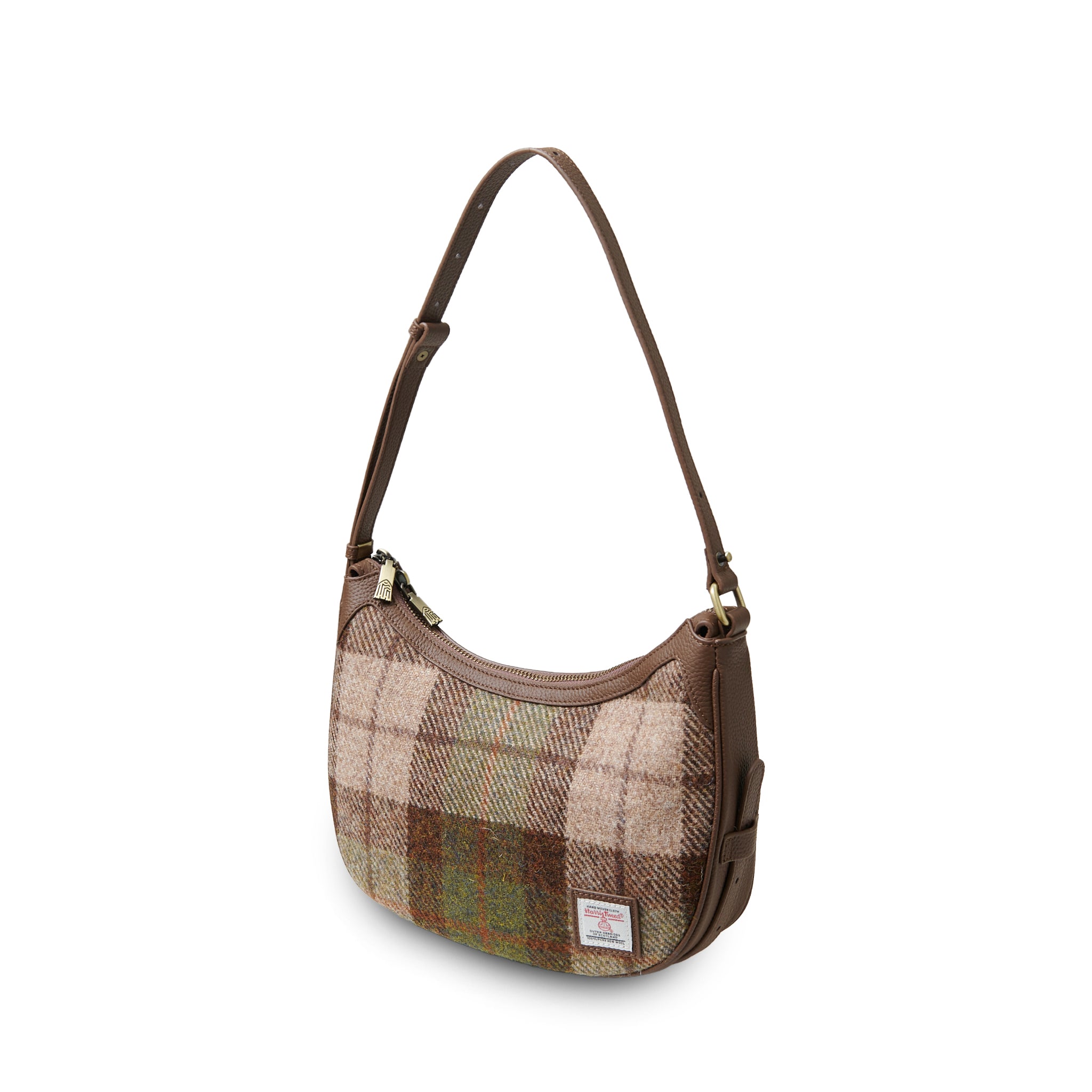 Islander Ellon Genuine Leather with Harris Tweed Shoulder Bag in Chestnut Tartan