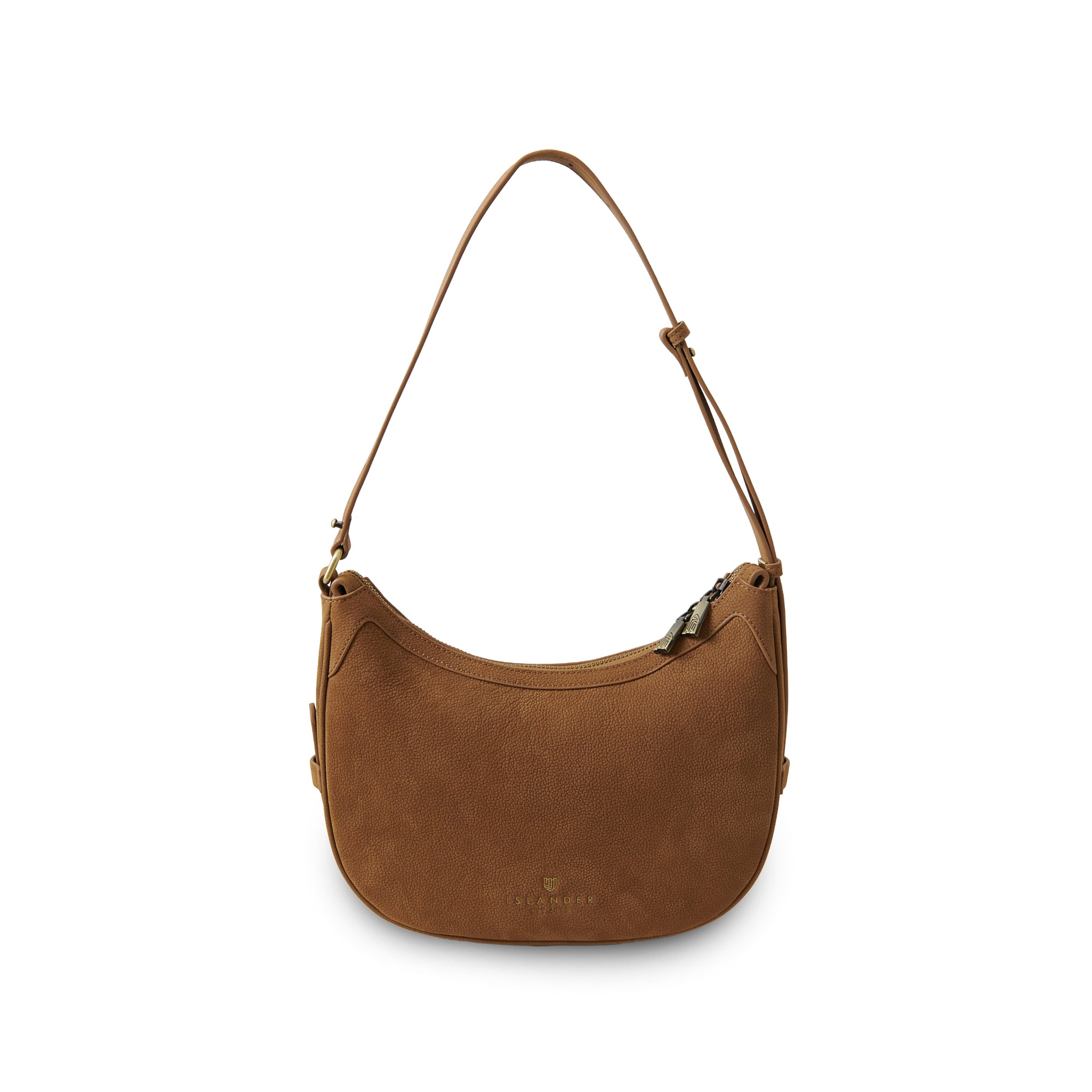 Islander Ellon Genuine Leather with Harris Tweed Shoulder Bag in Chestnut Blue Tartan