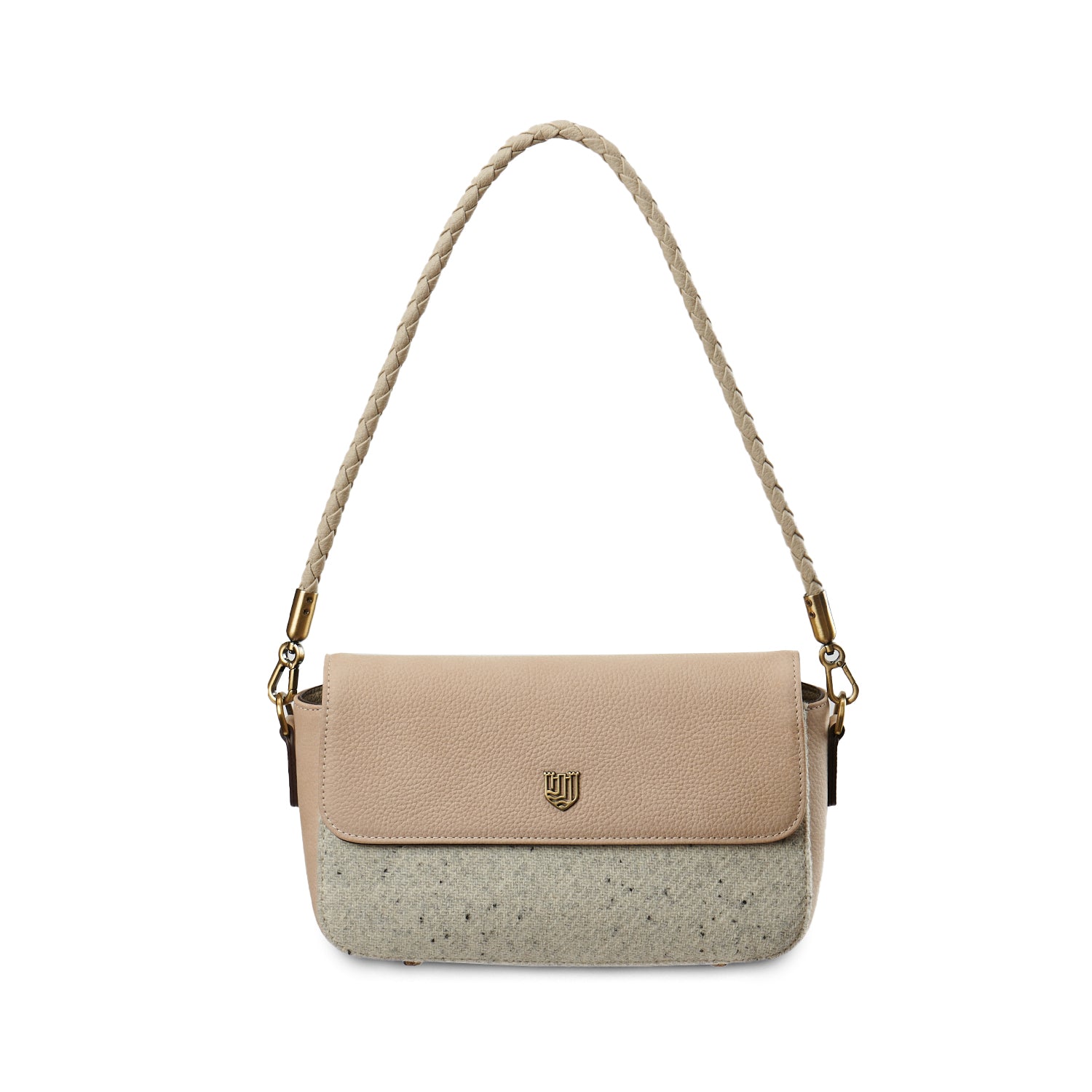 Islander Leather Caithness Clutch Bag Harris Tweed (Cream & Beige Plain)