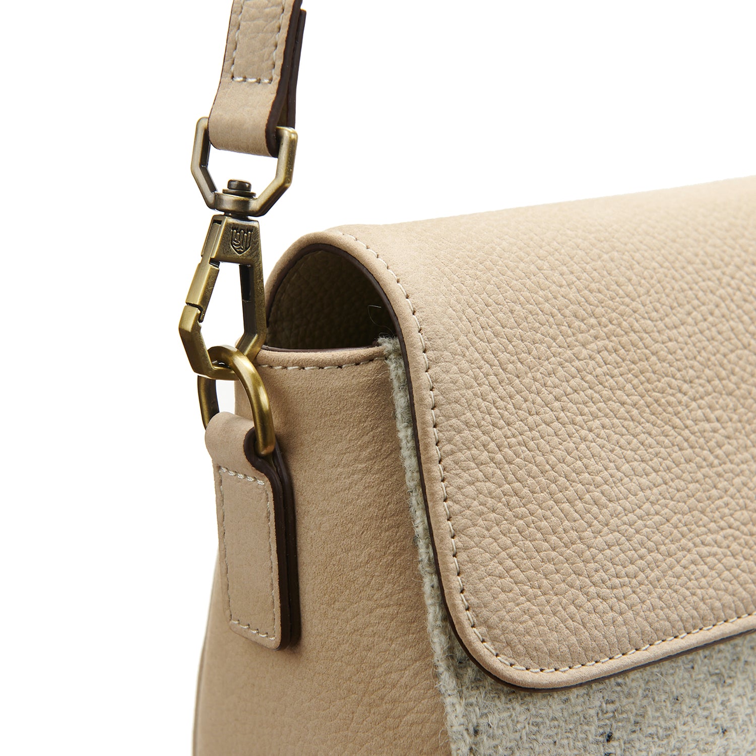 Islander Leather Caithness Clutch Bag Harris Tweed (Cream & Beige Plain)