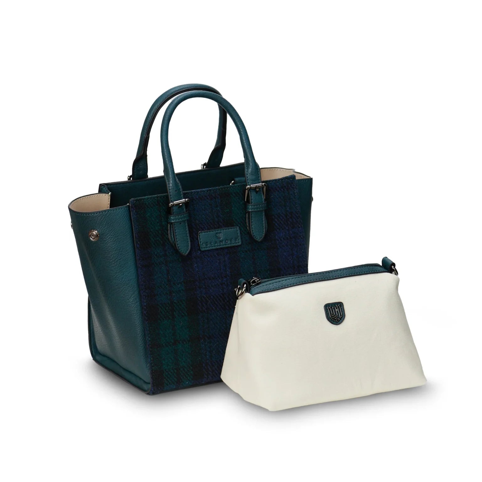Islander Medium Caillie Tote with Harris Tweed - Black Watch Tartan