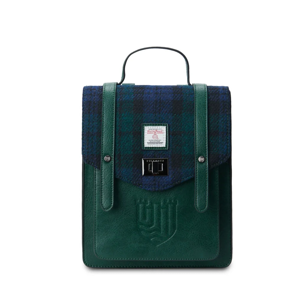 Islander Mini Carloway Backpack With Harris Tweed - Black Watch Tartan
