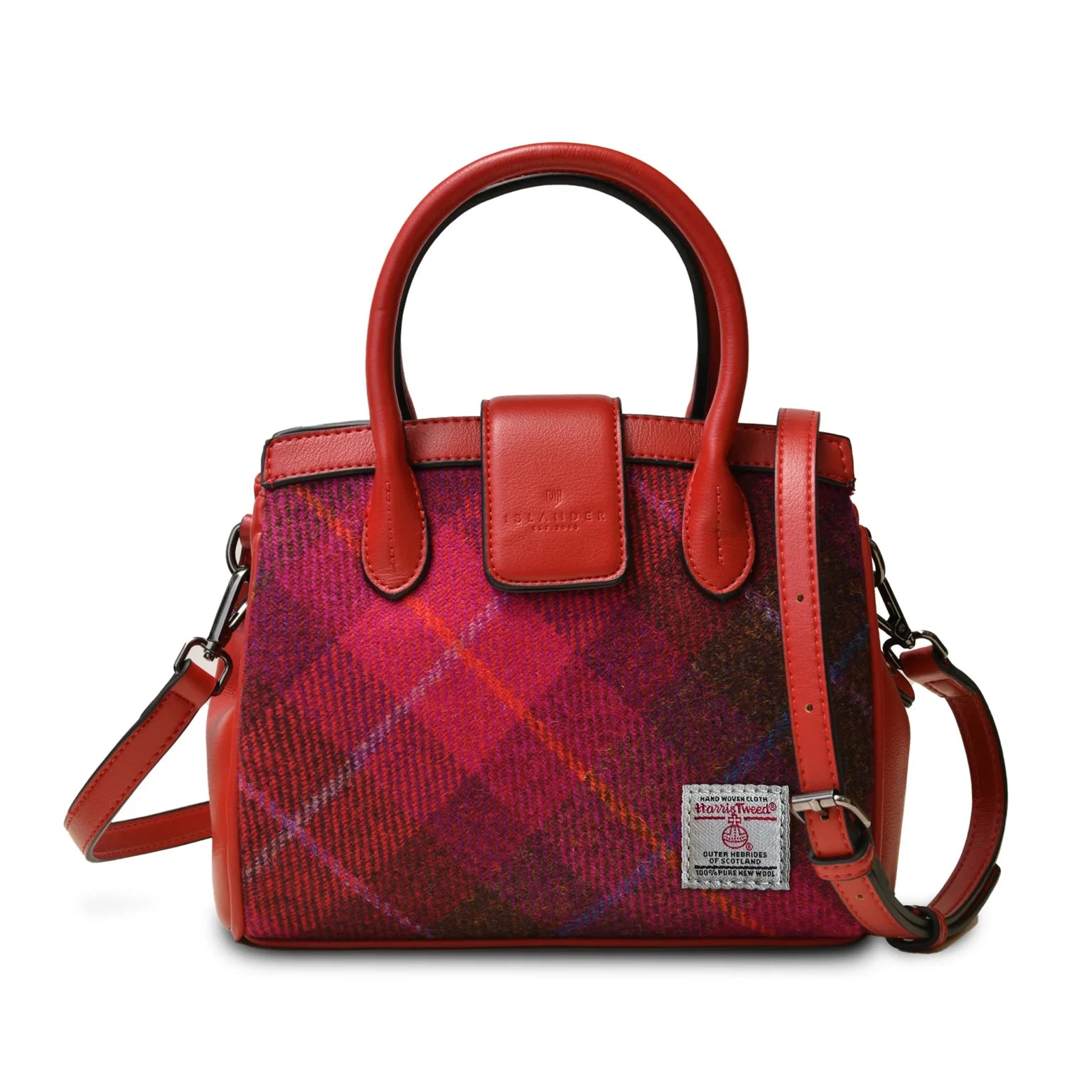 Islander Mini Tiree Tote with Harris Tweed - Fuchsia Tartan
