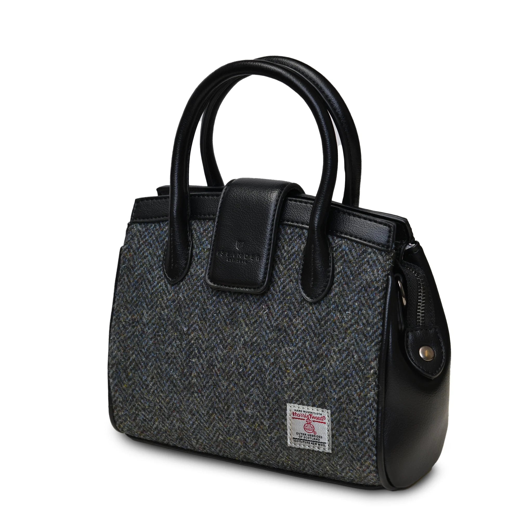 Islander Mini Tiree Tote with Harris Tweed Black & Grey Herringbone