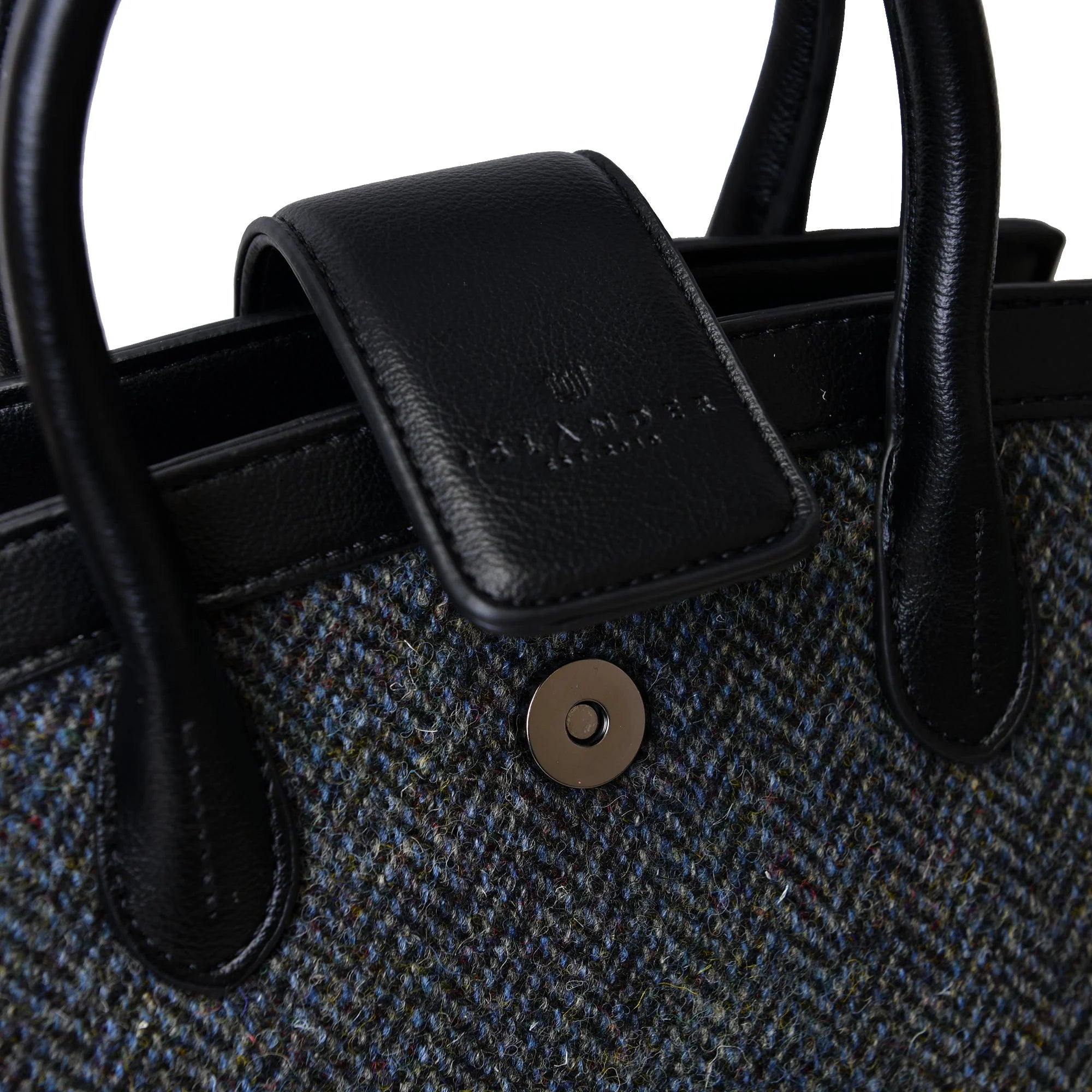 Islander Mini Tiree Tote with Harris Tweed Black & Grey Herringbone