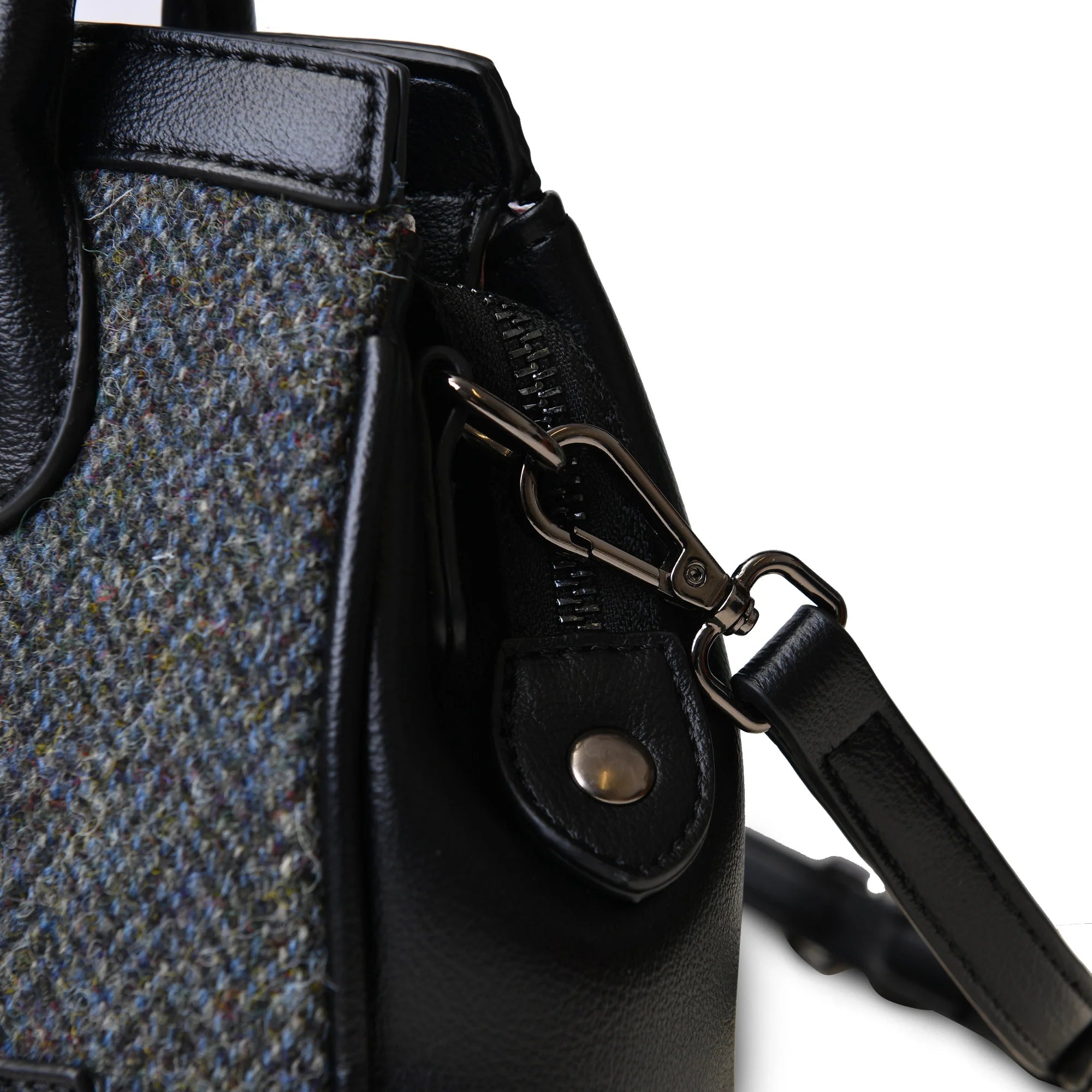 Islander Mini Tiree Tote with Harris Tweed Black & Grey Herringbone