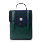 Islander Carloway Laptop Backpack with Harris Tweed Black, Navy Blue & Green Watch Tartan | Harris Tweed Scotland