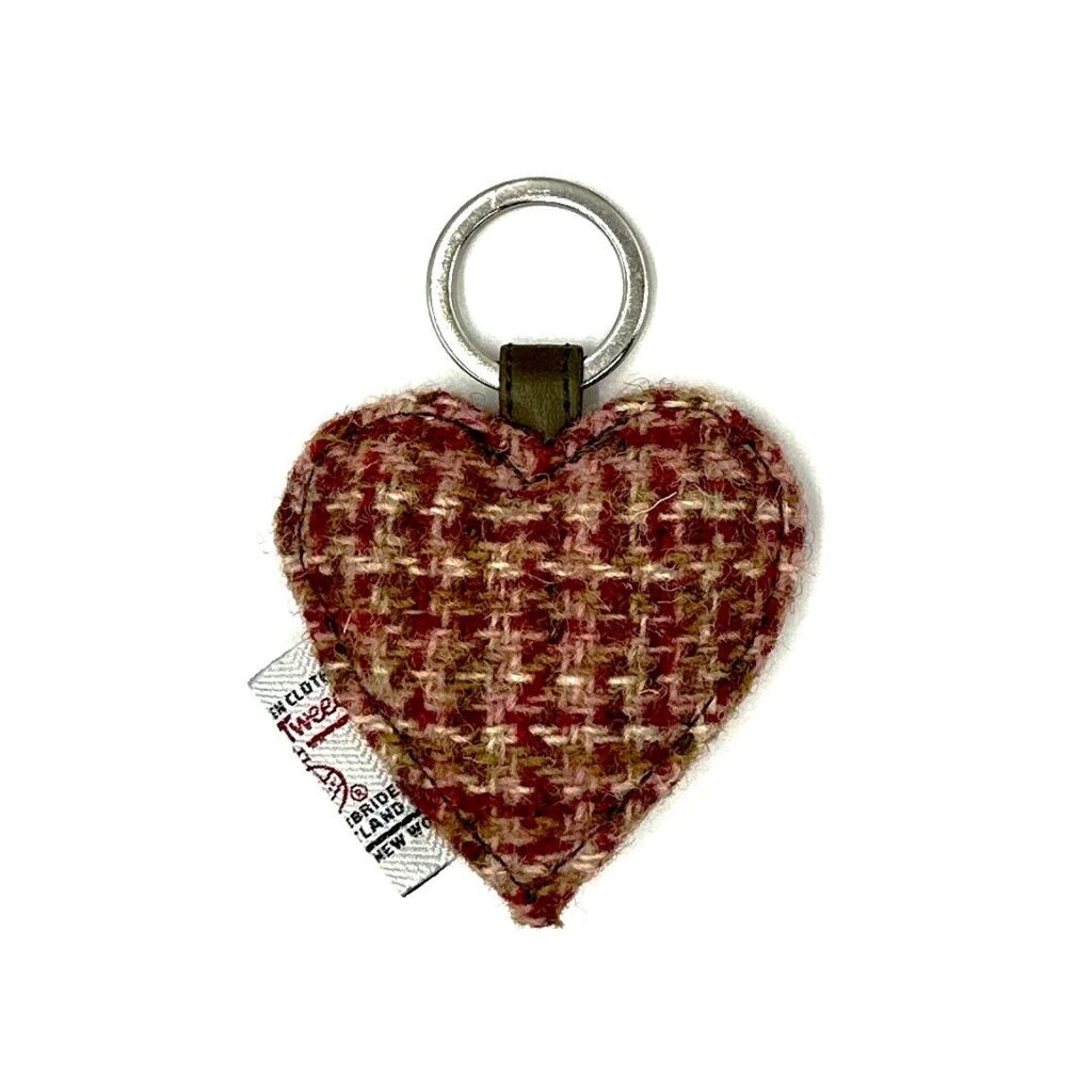 Maccessori Heart Keyring with Harris Tweed - Maple