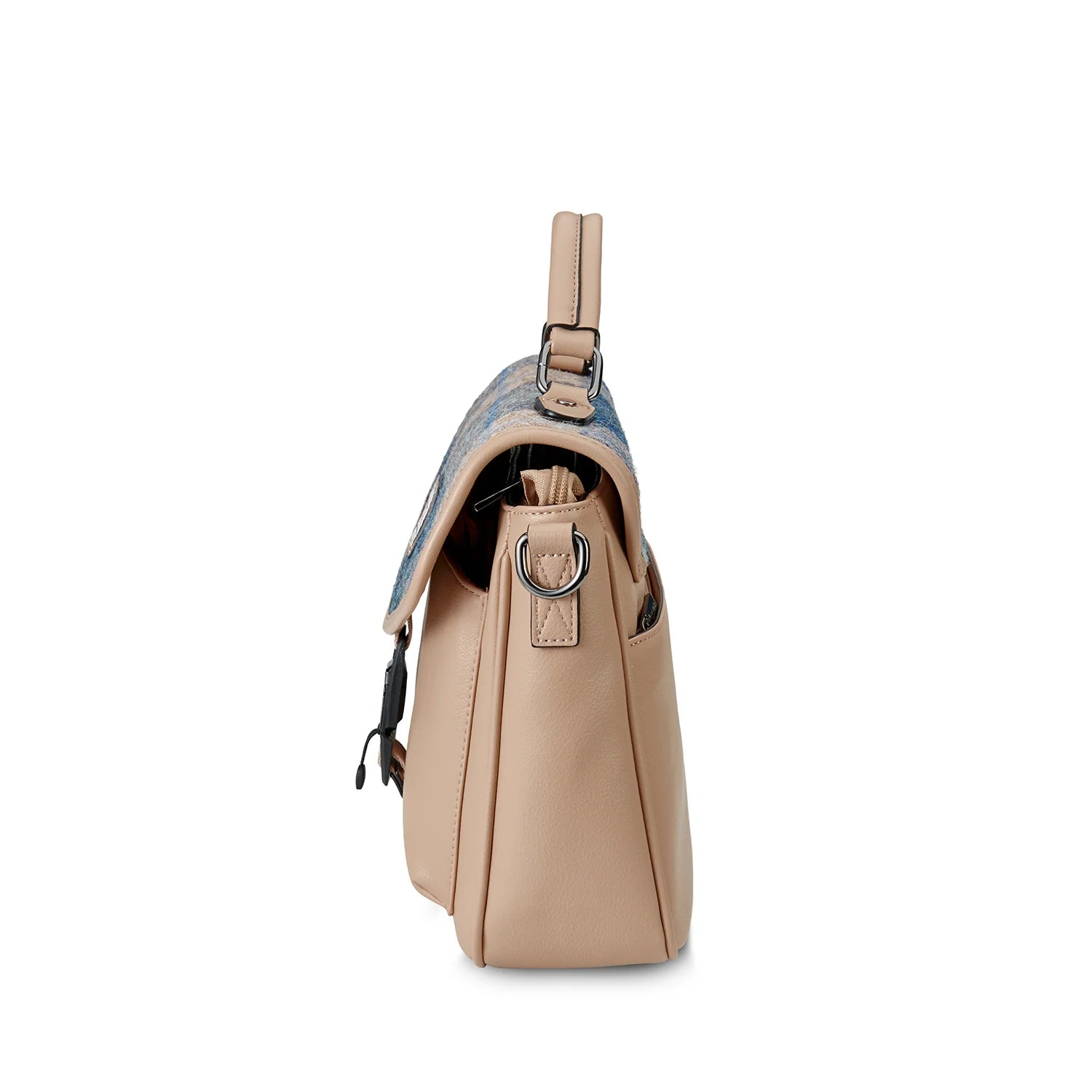 Islander Mini Laptop Bag with Navy Beige Tartan Harris Tweed