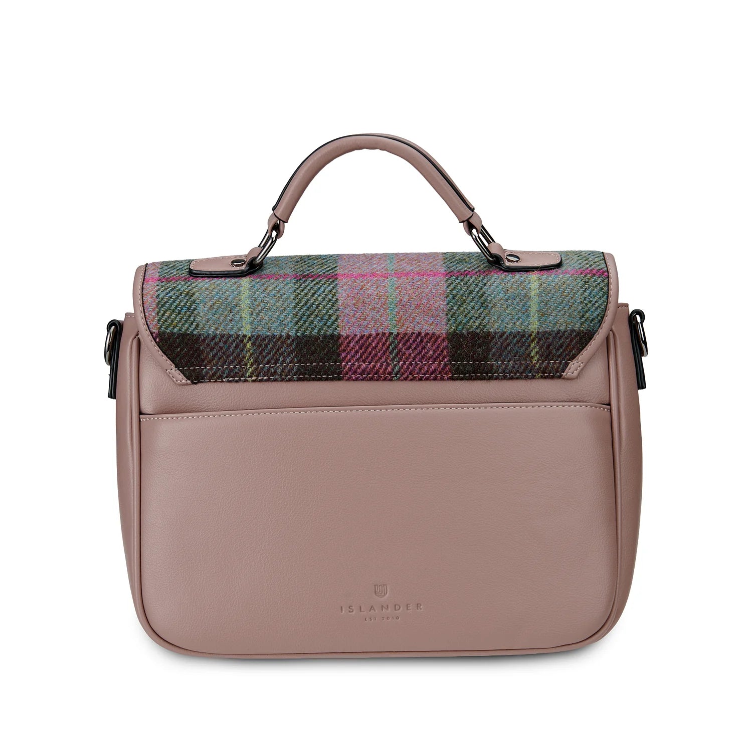 Islander Mini Laptop Bag with Chestnut and Blue Tartan Harris Tweed – Image 4 | Harris Tweed Scotland