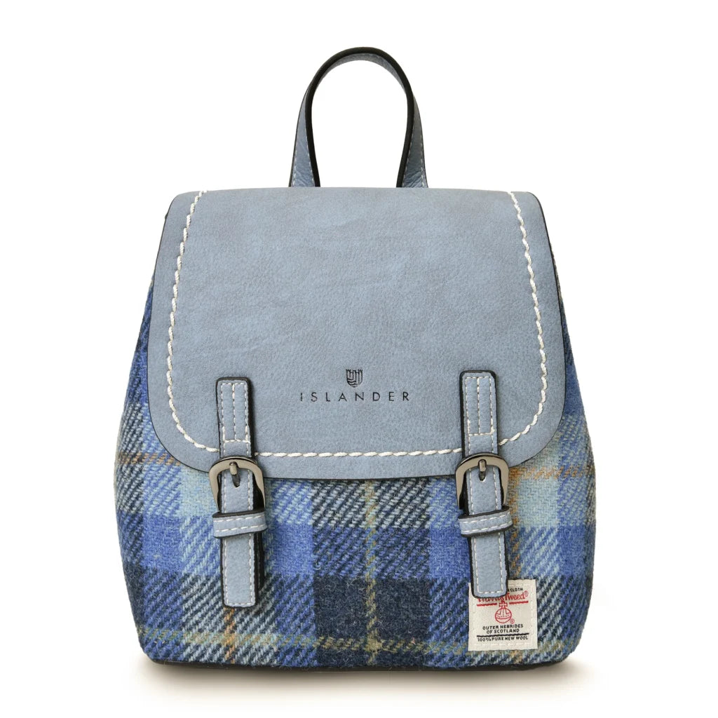 Islander Mini Jura Backpack with Harris Tweed - Blue Tartan