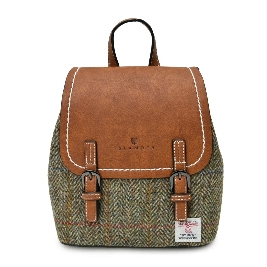 Islander Mini Jura Backpack with Harris Tweed - Chestnut Herringbone