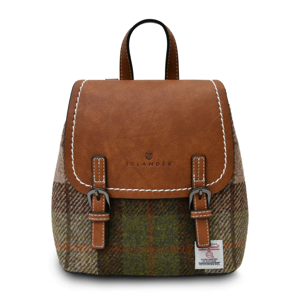 Islander Mini Jura Backpack with Harris Tweed - Chestnut Tartan