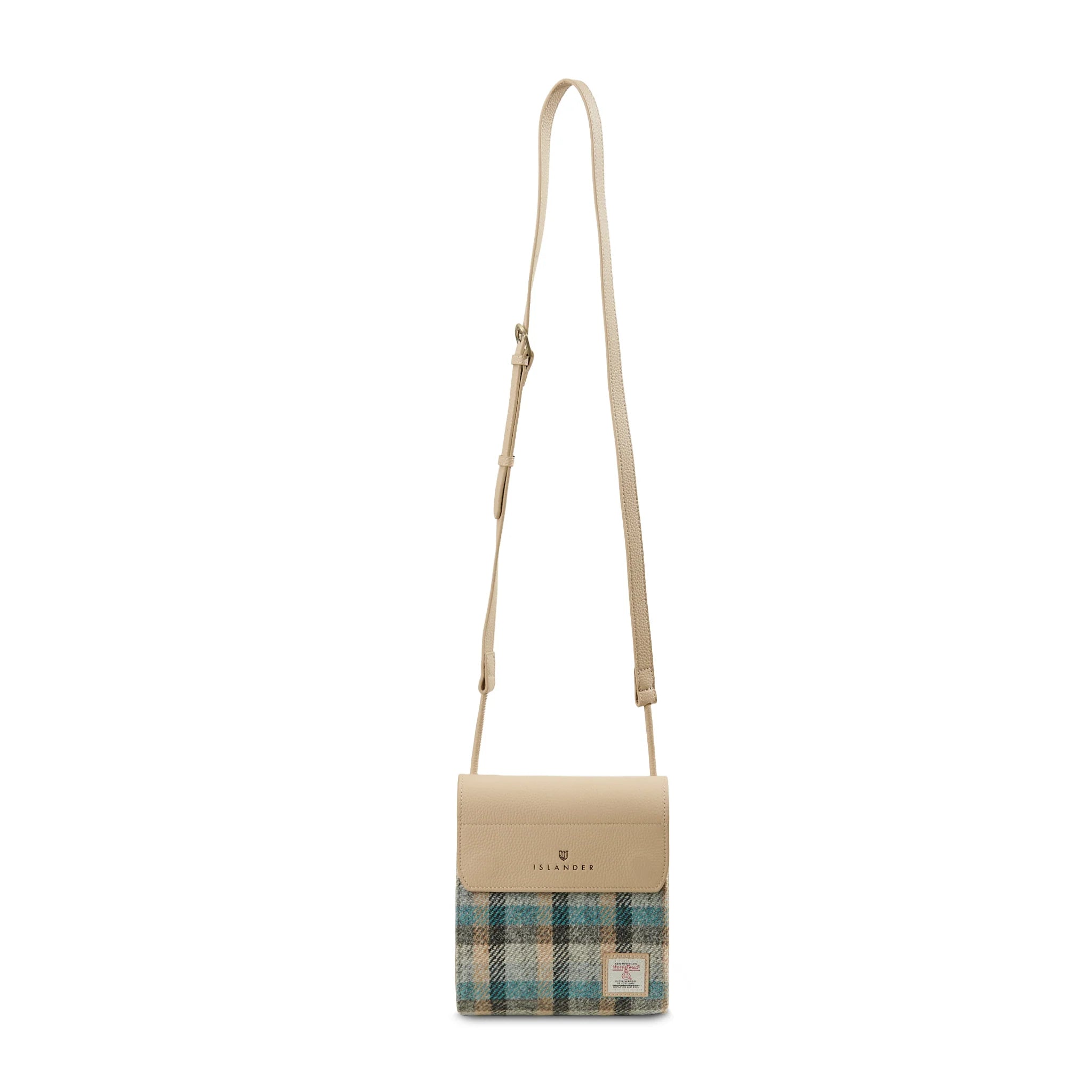 Islander The Eilidh Leather Crossbody Bag with Islander Tartan Harris Tweed
