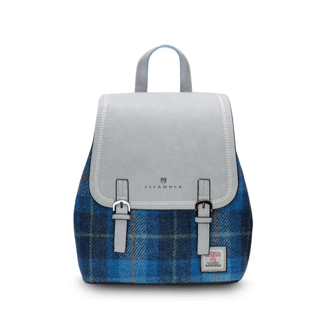 Islander Jura Backpack with Harris Tweed - Blue Tartan