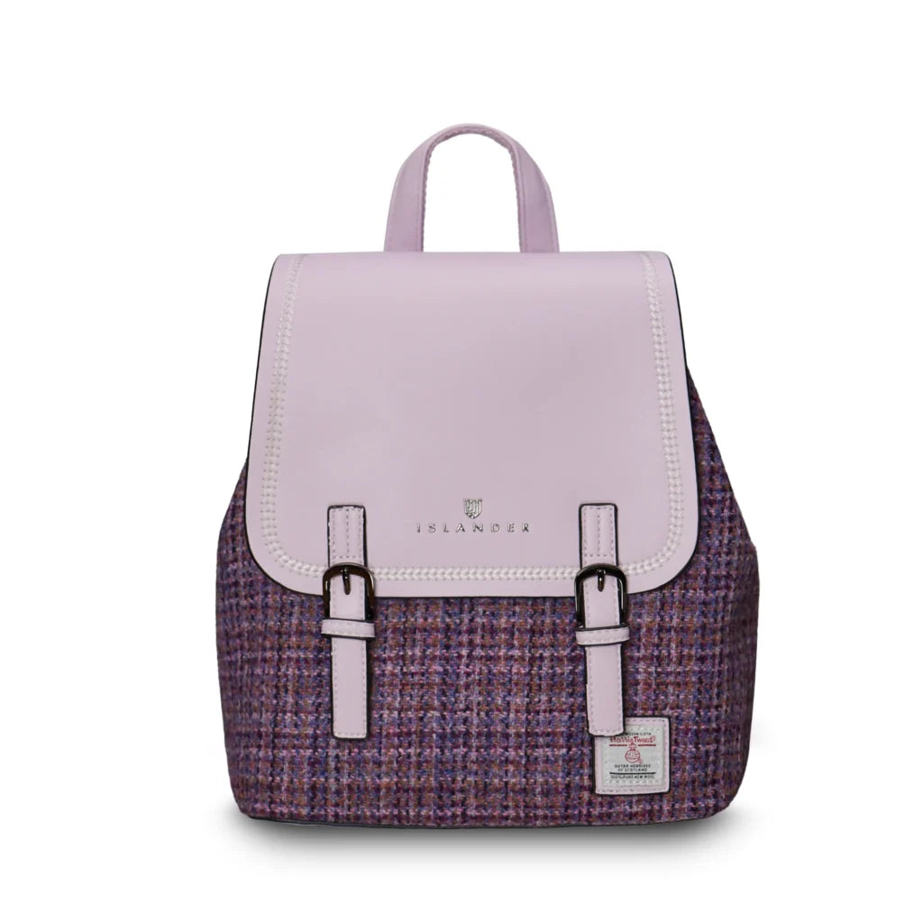 Islander Jura Backpack with Harris Tweed - Violet Mini Dogtooth