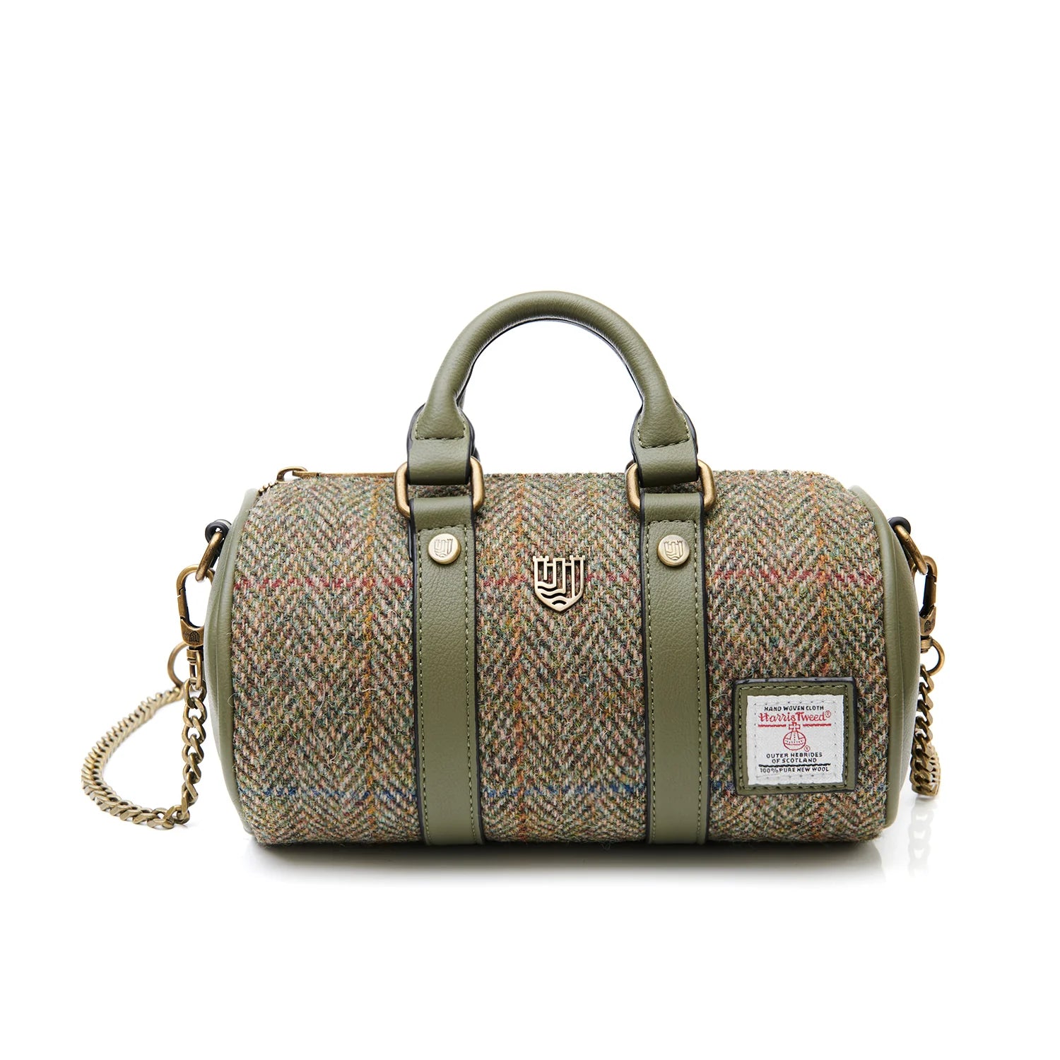 Islander Mini Duffel Bag with Harris Tweed - Chestnut Herringbone