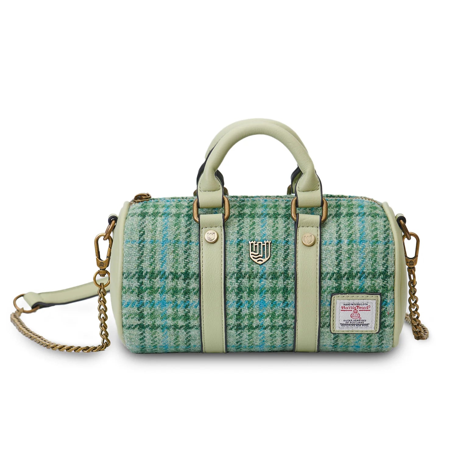 Islander Mini Duffel Bag with Harris Tweed - Mint Tartan