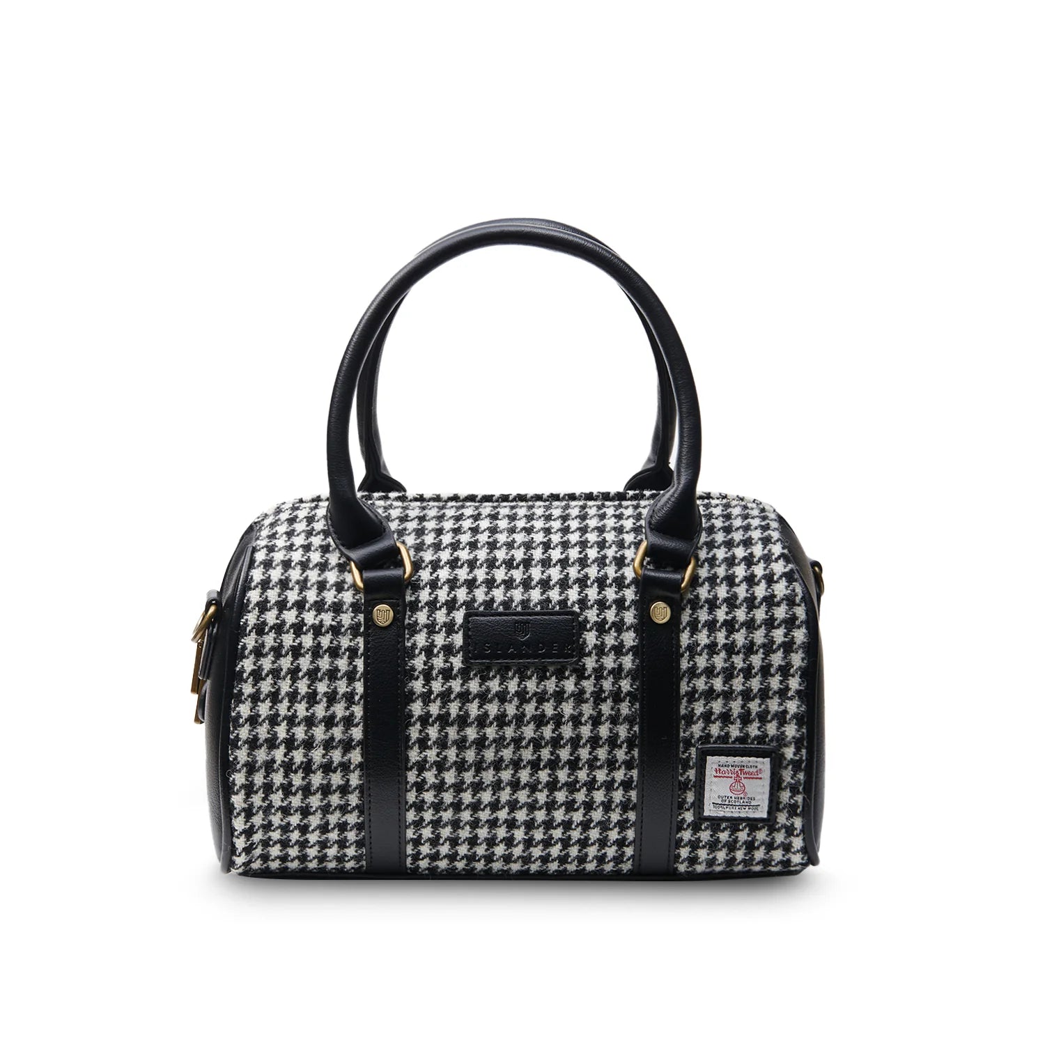 Islander Medium Duffel Bag with Harris Tweed - Black and White Herringbone