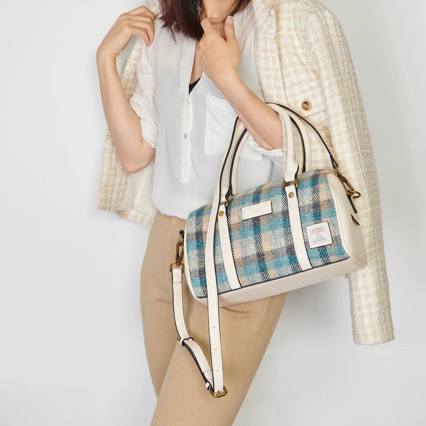 Islander Medium Duffel Bag with Harris Tweed - Islander Tartan