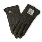 Men's Islander Black and Grey Herringbone Gloves Smart Phone Friendly | Harris Tweed Scotland