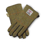 Men's Islander Gloves with Harris Tweed Chestnut, Green & Brown Herringbone Smart Phone Friendly | Harris Tweed Scotland