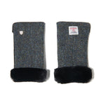 Islander Black and Grey Ladies Mittens with Harris Tweed Fabric | Harris Tweed Scotland