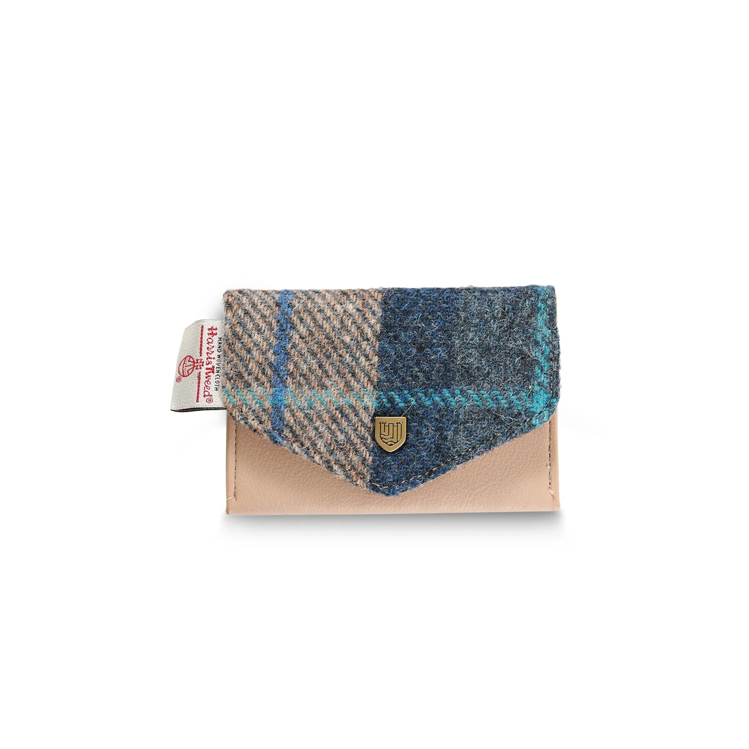 Islander Card Wallet Made With Harris Tweed - Navy-Beige Tartan
