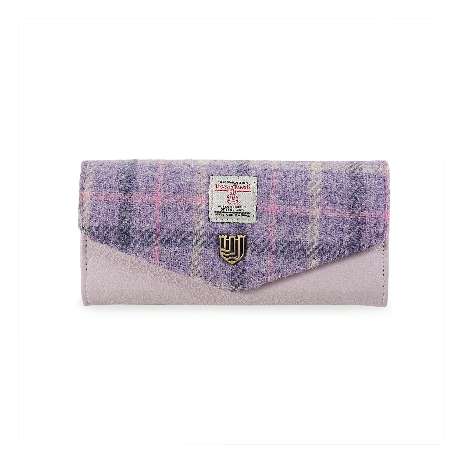 Islander Large Clasp Purse with Harris Tweed - Purple Tartan
