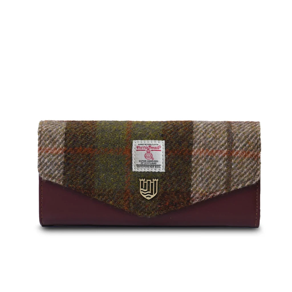 Islander Large Clasp Purse with Harris Tweed - Chestnut Tartan