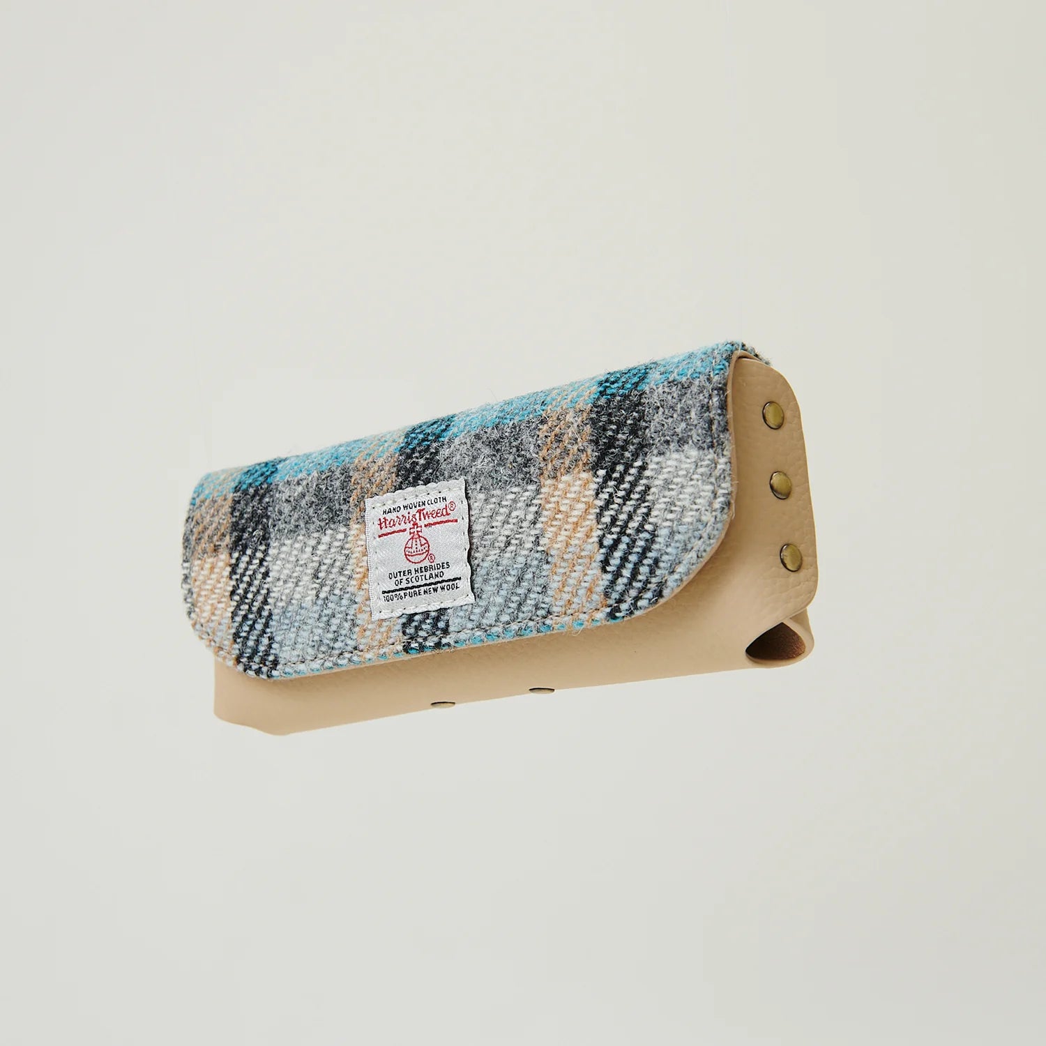 Islander Leather Glasses Case with Islander Tartan Harris Tweed