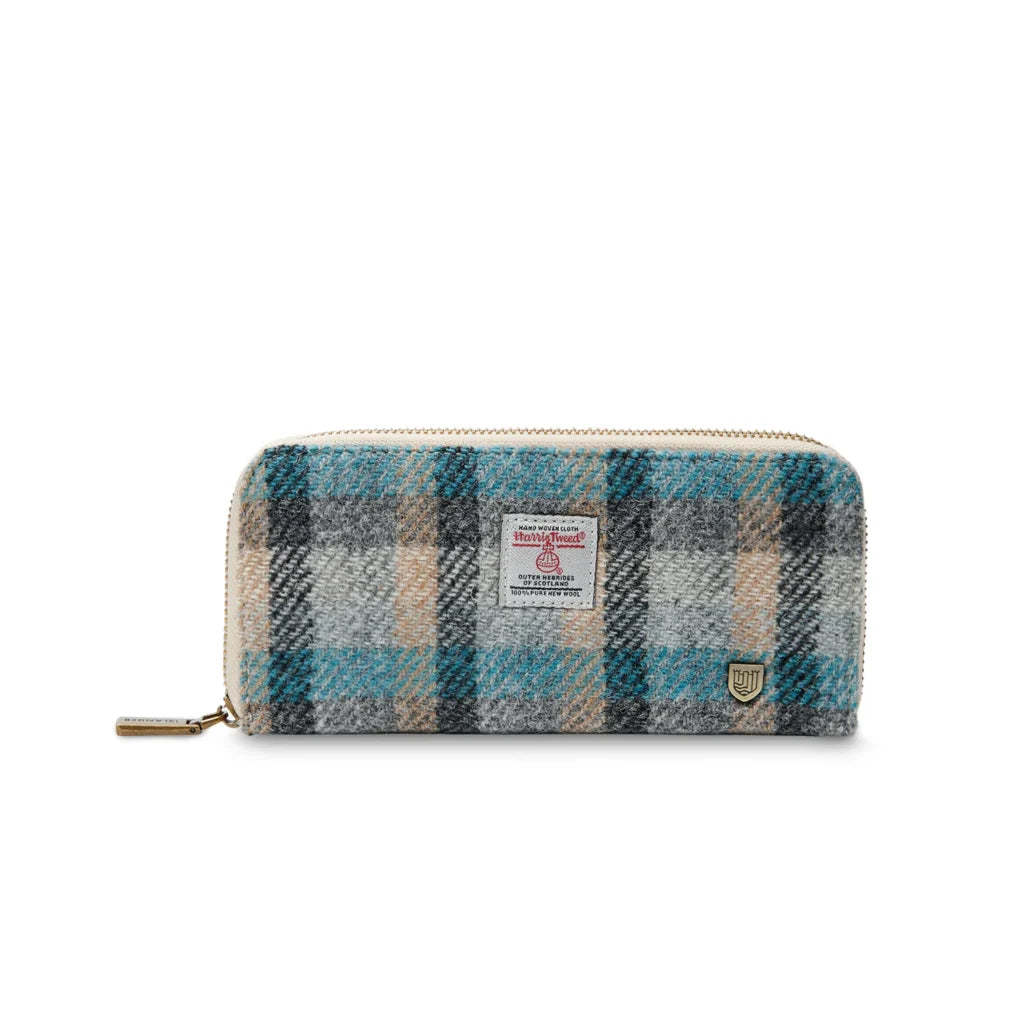 Islander Long Zip Purse with Harris Tweed - Islander Tartan