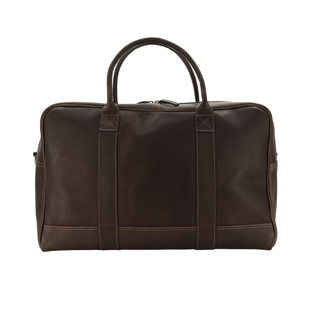 Finsbay Leather Travel / Weekend Holdall With Harris Tweed