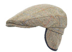 Harris Tweed Trapper Flat Cap With Ear Flaps Moss Green | Harris Tweed Scotland