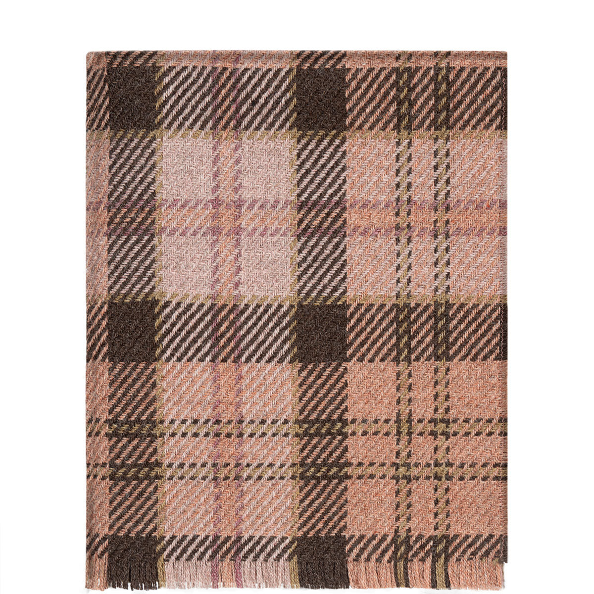 Lochcarron Bracken British Wool Corrie Blanket (Coral,Pink,Dark Brown,Camel & Lilac)