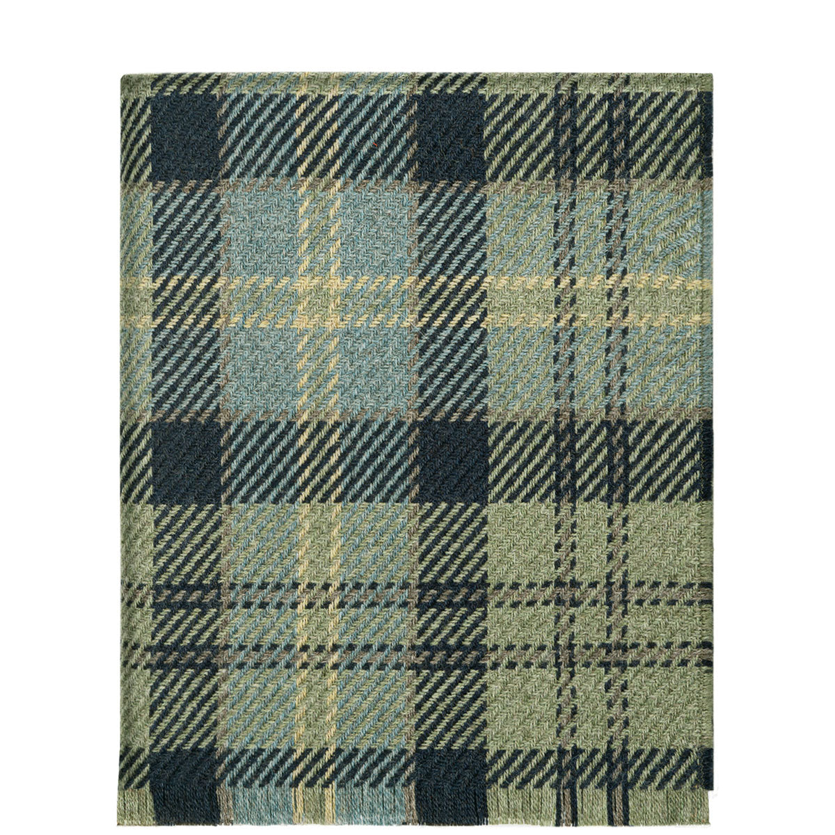 Lochcarron Bracken British Wool Corrie Blanket (Sage Green,Blue & Lemon)