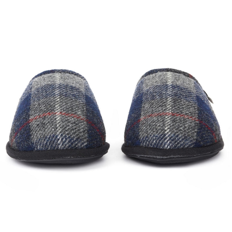William Men's Harris Tweed Mule (Navy / Black Check)