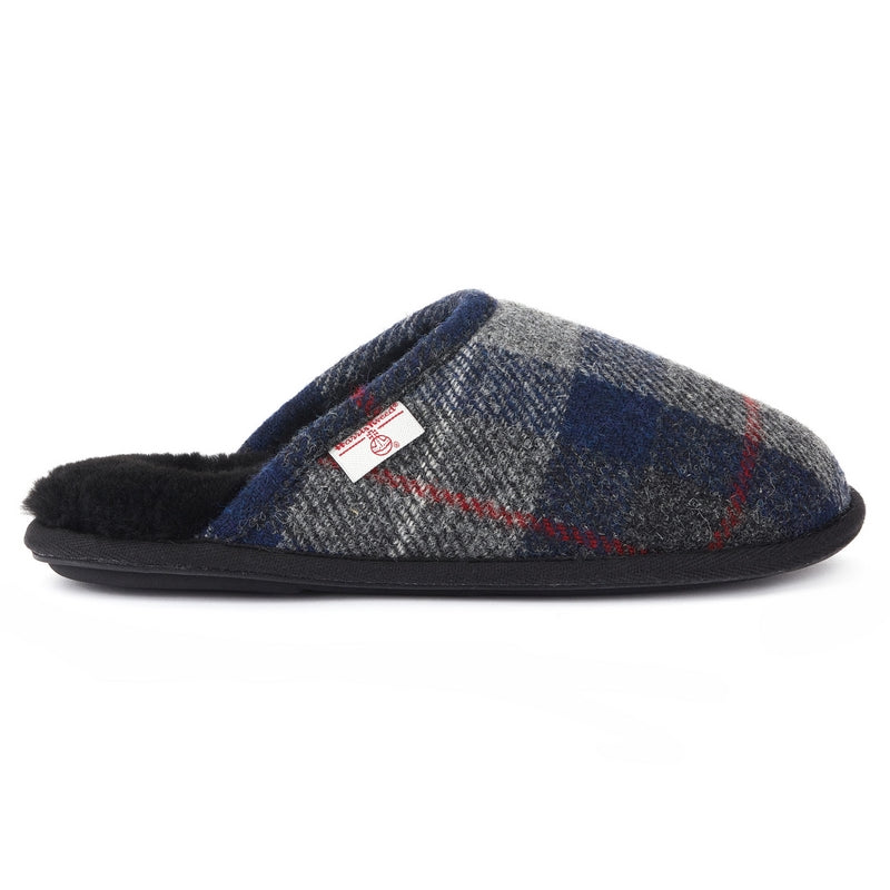 William Men's Harris Tweed Mule (Navy / Black Check)