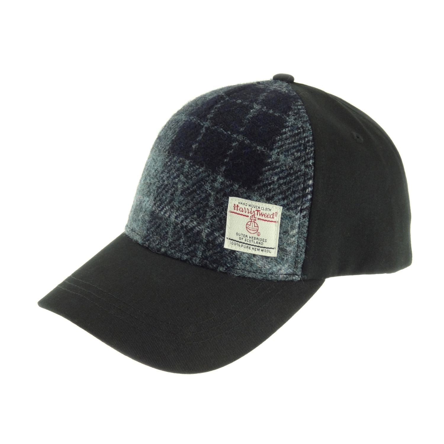 Baseball Cap with Harris Tweed. 100% Wool Front Panel - COL95