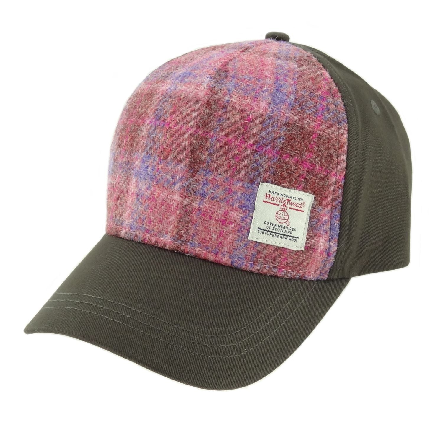 Baseball Cap with Harris Tweed. 100% Wool Front Panel - COL103