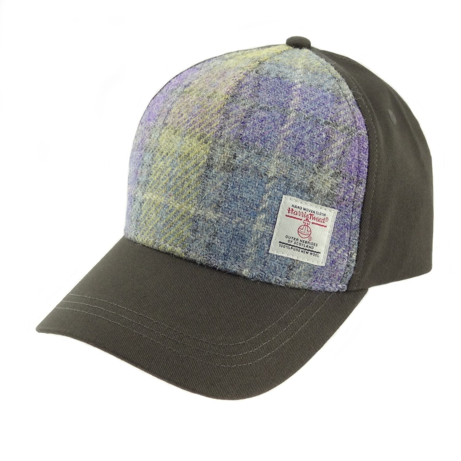 Baseball Cap with Harris Tweed. 100% Wool Front Panel - COL112