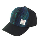 Baseball Cap with Harris Tweed Wool Front Panel Blue Checkered - COL119 | Harris Tweed Scotland