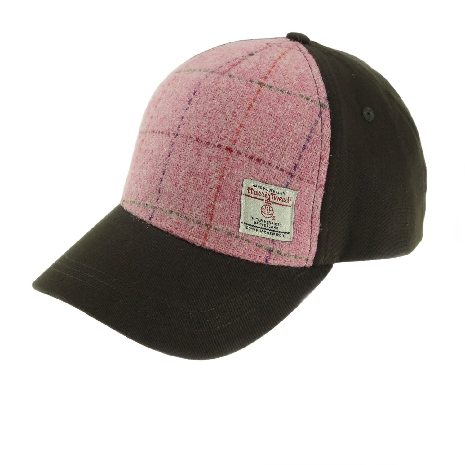 Baseball Cap with Harris Tweed. 100% Wool Front Panel - COL68