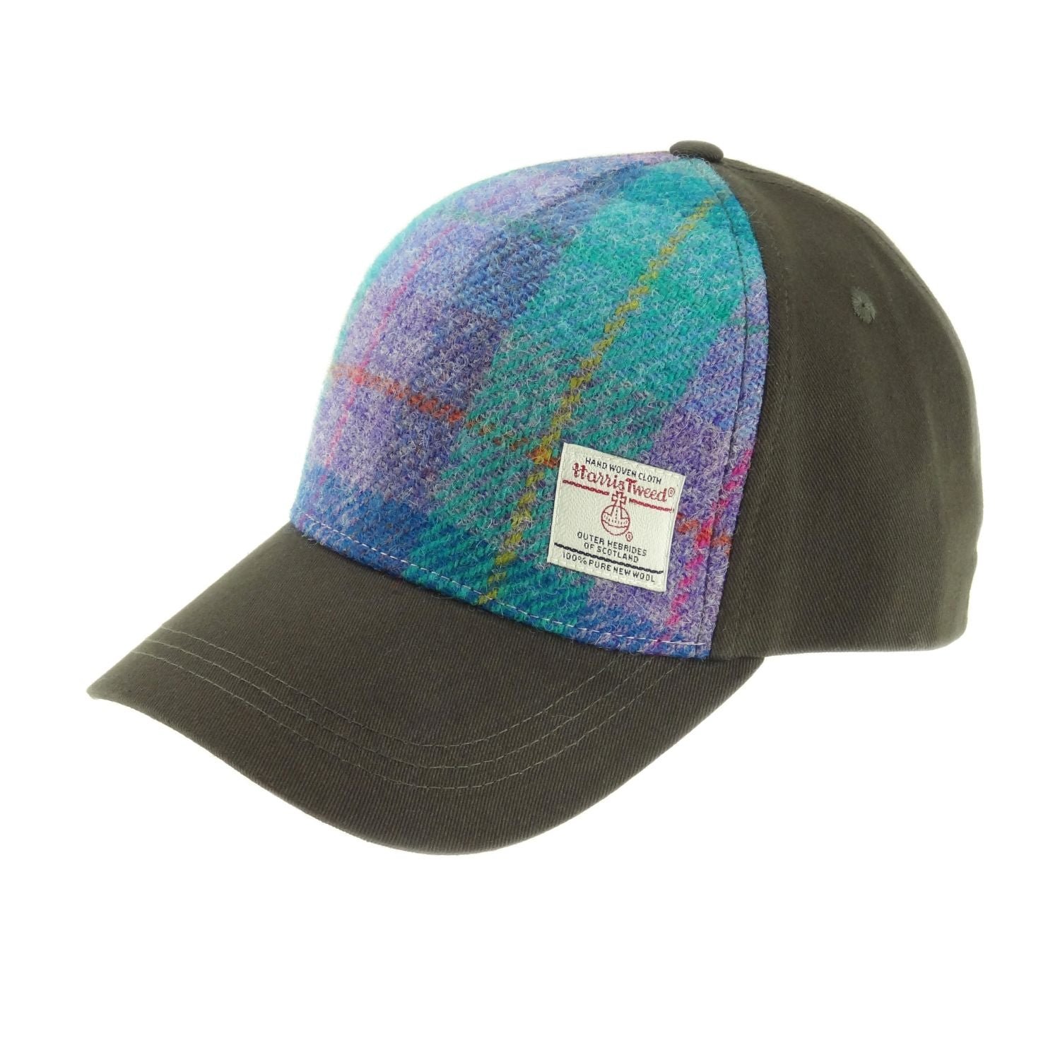 Baseball Cap with Harris Tweed. 100% Wool Front Panel - COL79